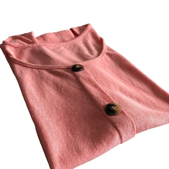 PEROUT Tank Top Linen-Blend Button-Front Pink 60% Linen Summer Coastal Large - Picture 11 of 12